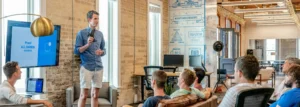Team meetings in a fully-equipped open space